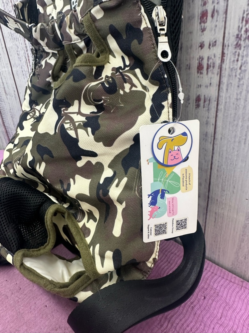 Pawaboo Camouflage Pet Carrier Backpack - Olive Camo - Picture 4 of 4